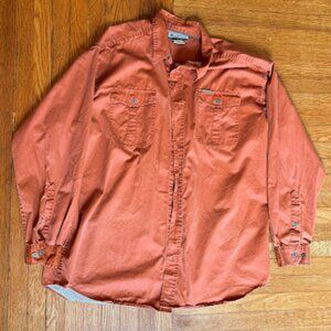 columbia mens xxl button down orange shirt 2xl outdoor gorpcore plus size